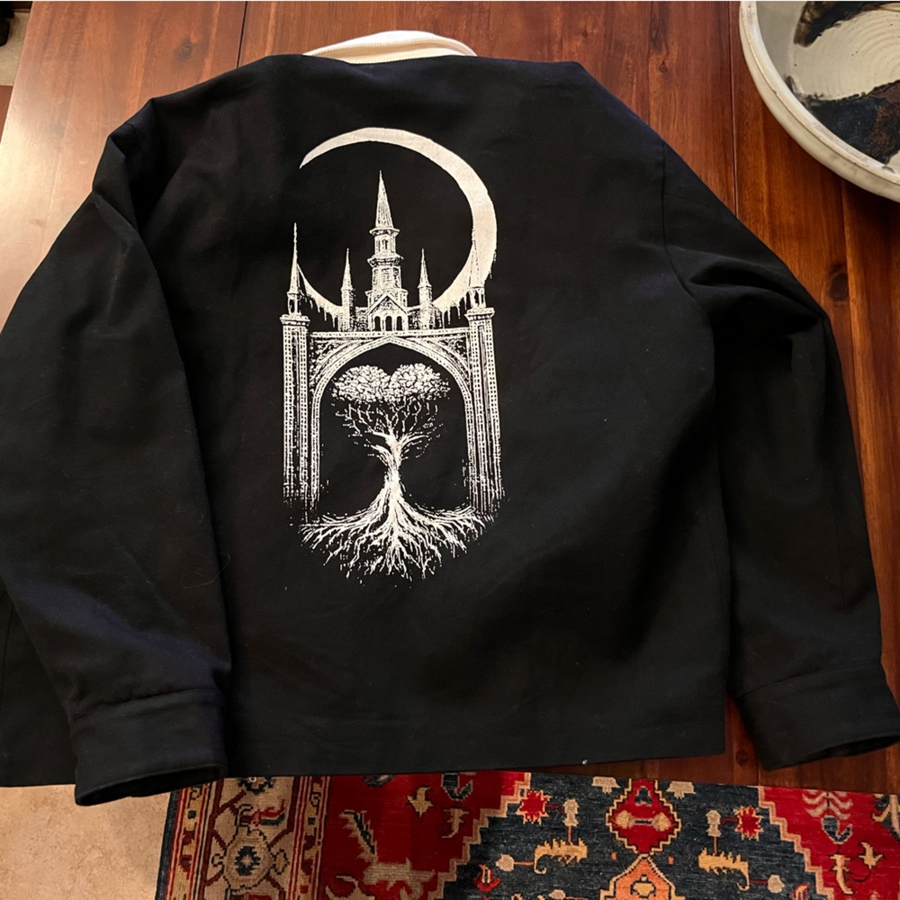 Carhart Style Black Jacket with Cream Collar